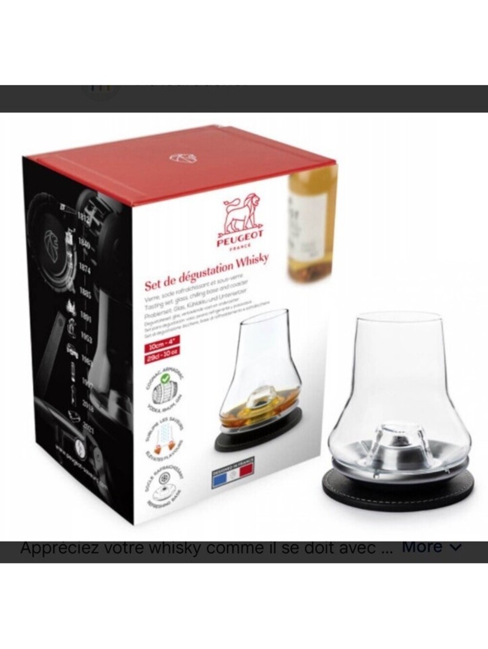 Peugeot Les Impitoyables Whisky Tasting Set Glass Chilling Base NEW Open Box 🔥